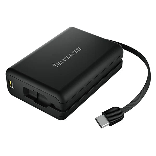 iEngage 10000mAh Powerbank Compact 15W Wireless Charging 45W Fast Charging With Built-In Cable