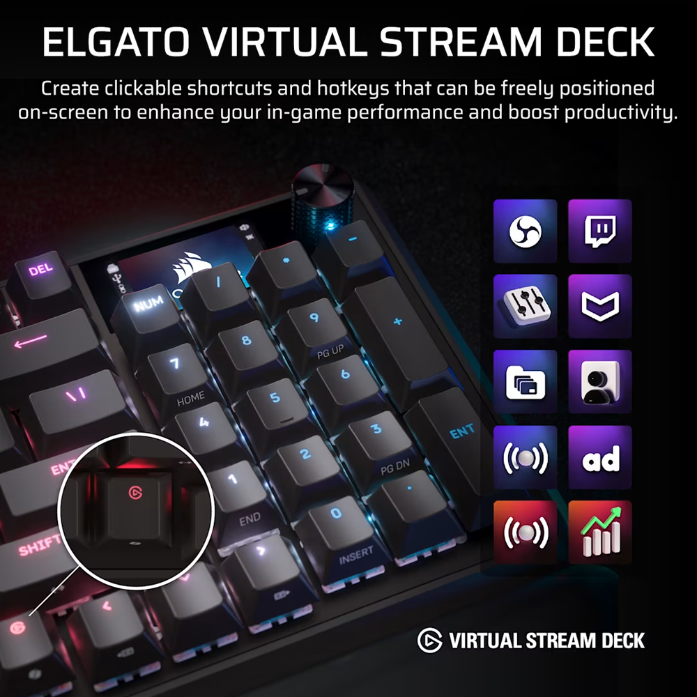 CORSAIR GALLEON 100 SD Stream Deck Integrated Wired Mechanical Keyboard - Black