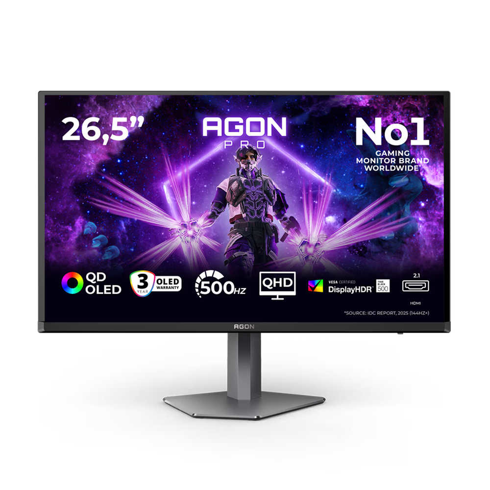 AOC AG276QKD2 27 Inch 500Hz QHD HDMI 2.1 0.03ms QD-OLED Gaming Monitor - Black