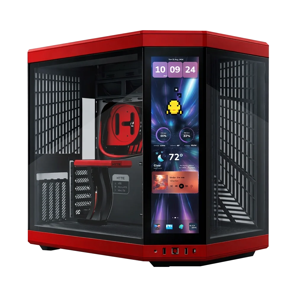 HYTE Y70 TOUCH INFINITE 14.5 Inch Integrated IPS Touchscreen ATX Case - Black Cherry