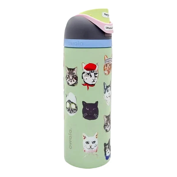 Owala Freesip Insulated Stainless Steel Water Bottle 32Oz Cat Collage