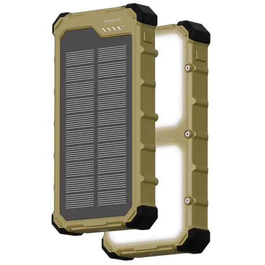 Powerology Solara 10000Mah Ip66 Pd22.5W W/Dual Led Solar Pb-Khaki (6284302755484)