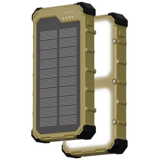 Powerology Solara 10000Mah Ip66 Pd22.5W W/Dual Led Solar Pb-Khaki (6284302755484)