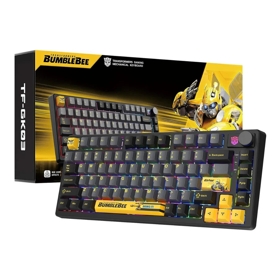 Transformers Bumblebee Edition TF-GK03 Wireless Mechanical Gaming Keyboard - RGB Backlit, Multimedia Knob & 75% Layout