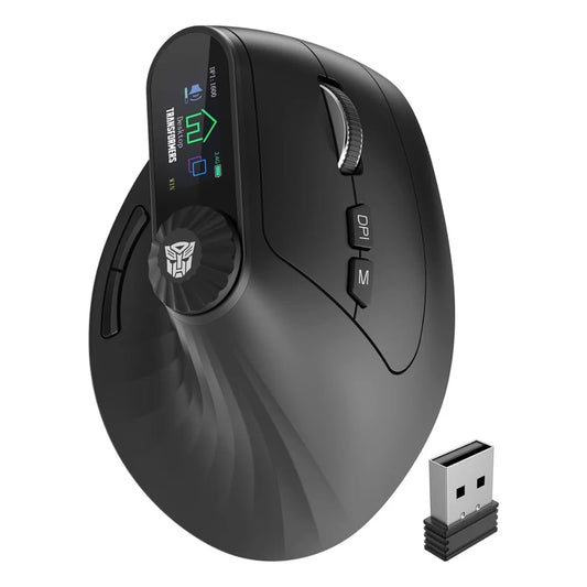 Transformers TF-VM01 Vertical Ergonomic Wireless Mouse with LED Display, Smart Knob Control & Adjustable DPI (TF-VM01)