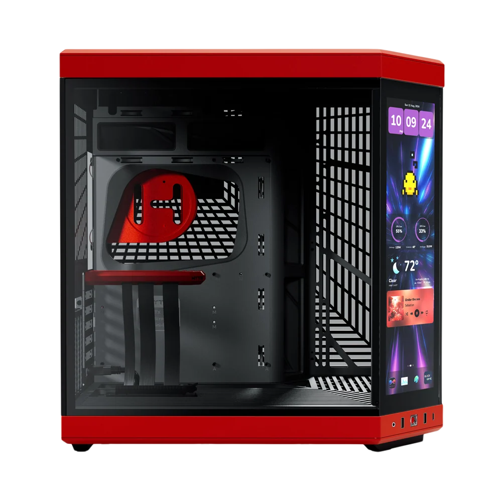 HYTE Y70 TOUCH INFINITE 14.5 Inch Integrated IPS Touchscreen ATX Case - Black Cherry