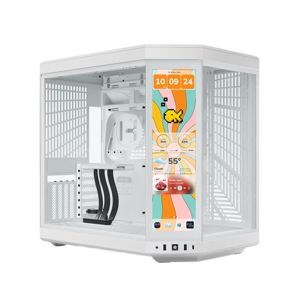 HYTE Y70 TOUCH INFINITE 14.5 Inch Integrated IPS Touchscreen ATX Case - Snow White