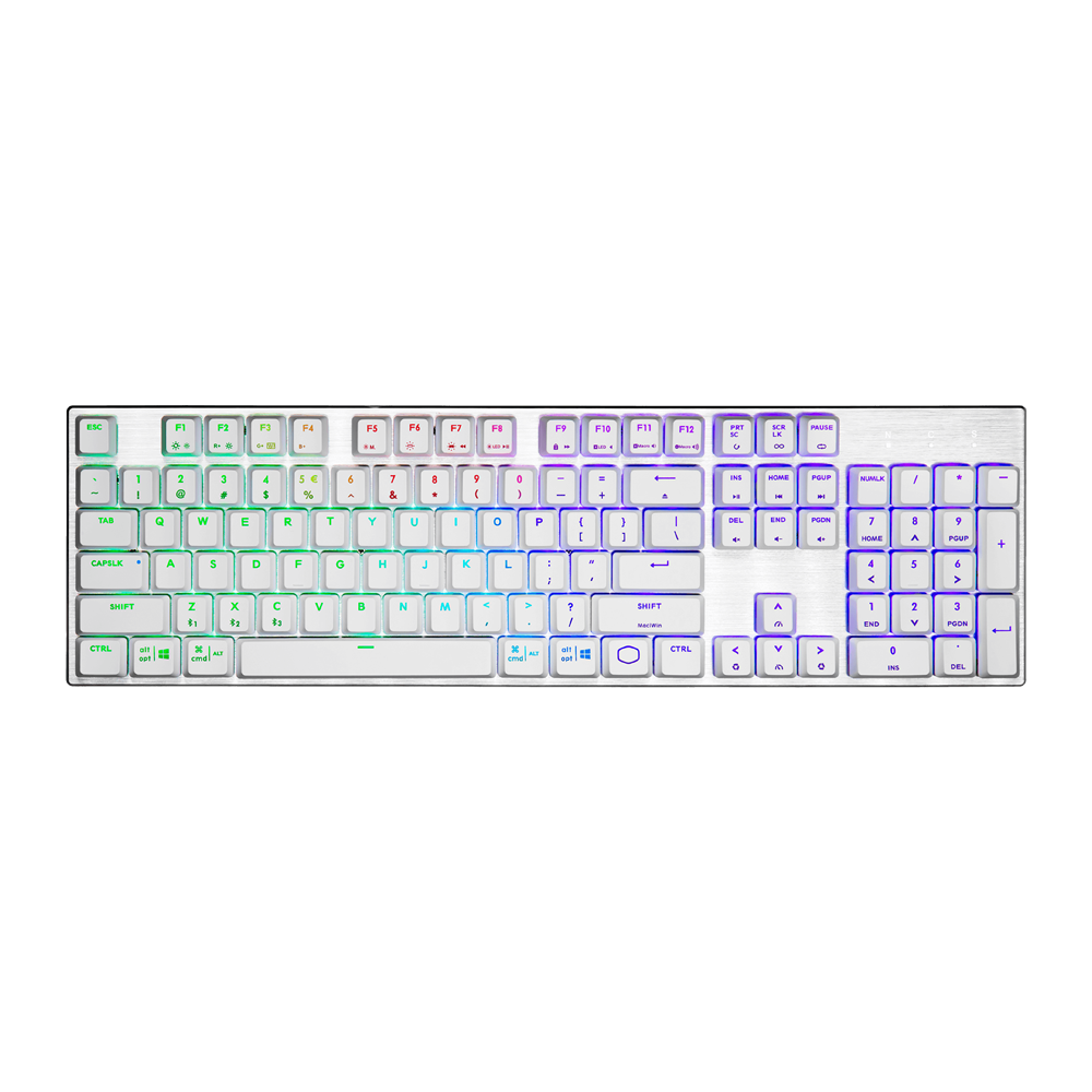 Cooler Master SK653 RGB Wireless Low Profile Mechanical Red Switch Keyboard - Silver White