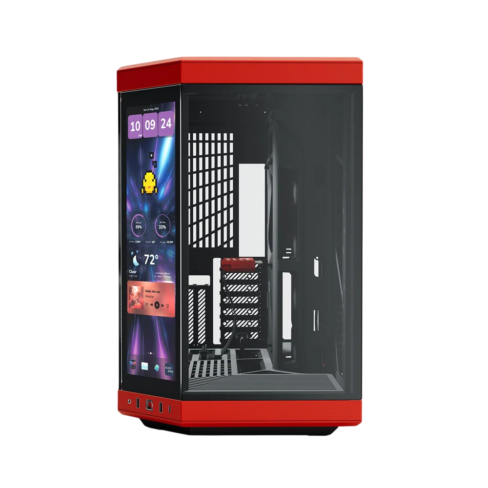 HYTE Y70 TOUCH INFINITE 14.5 Inch Integrated IPS Touchscreen ATX Case - Black Cherry