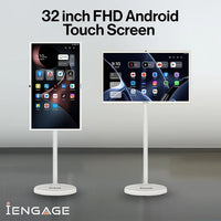 iEngage 32 Inch 4G FHD (8GB/128GB) Android 15 Rotating TouchScreen W/ Built-In Camera-White (15,000mAh)