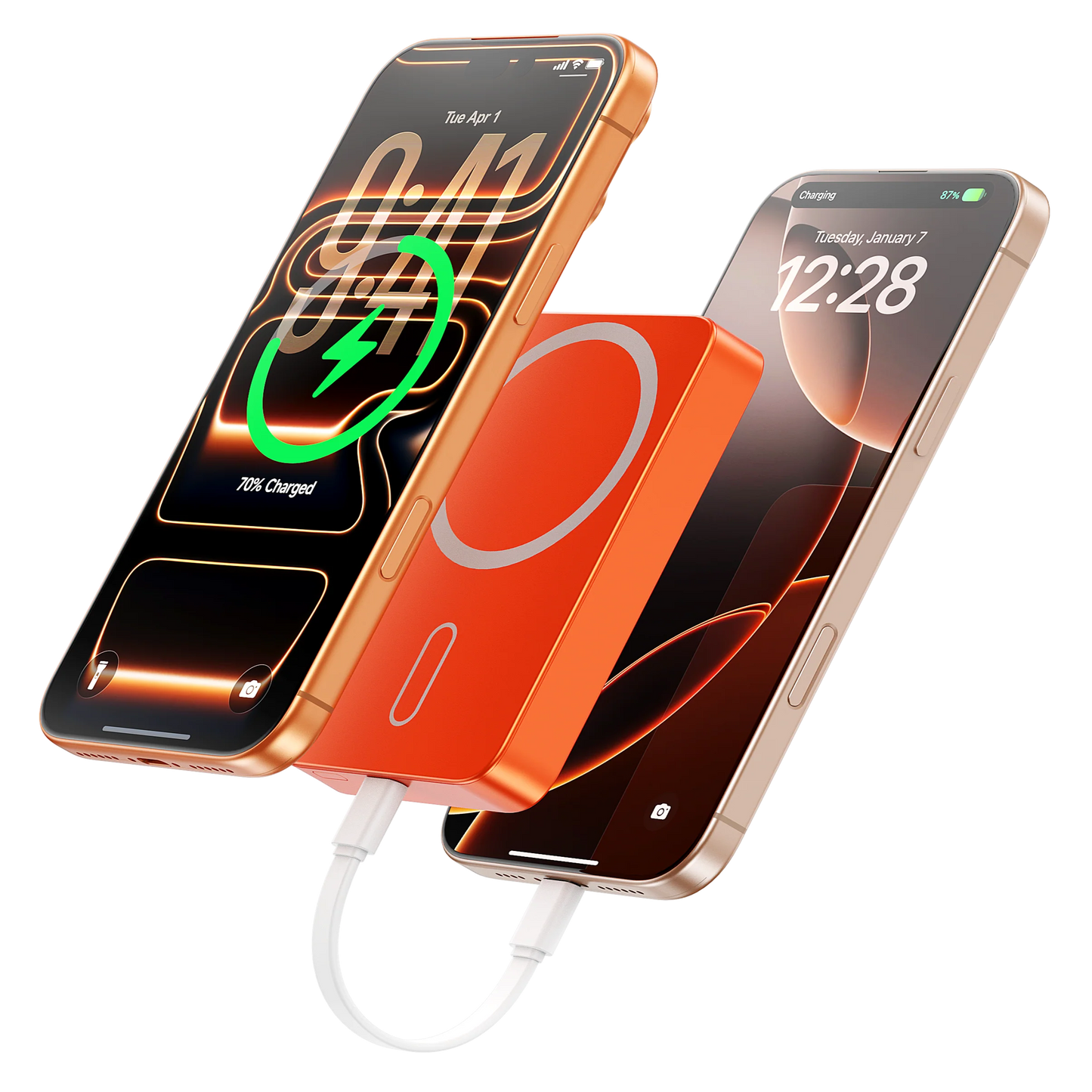 iEngage 10000mAh Semi Solid Battery Wireless Charging Powerbank (Orange)