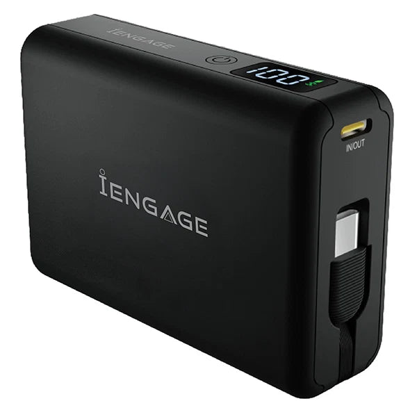 iEngage 10000mAh Powerbank Compact 15W Wireless Charging 45W Fast Charging With Built-In Cable