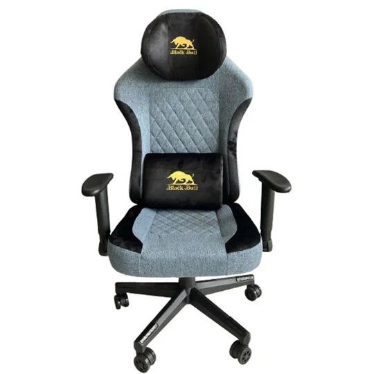 Gaming Chair With Molded Headrest Up & Down - Fabric , Black/Blue by Black Bull